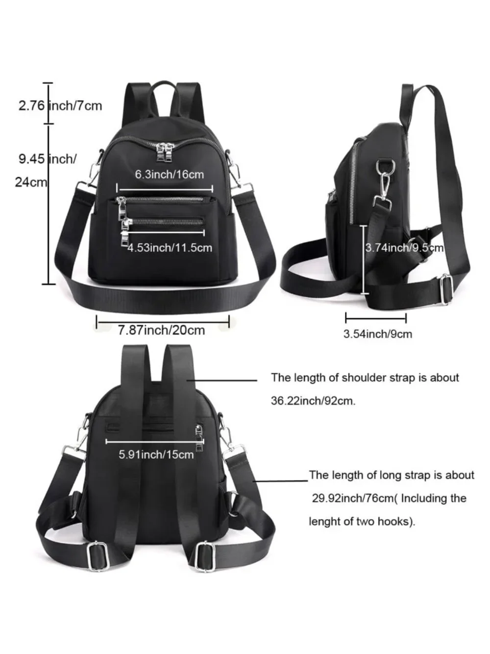 Women's Nylon Mini Backpack Purse Convertible Crossbody Daypack